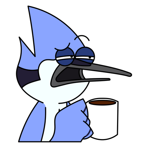 here is a Regular Show Mordecai with Coffee Sticker from the Cartoons collection for sticker mania