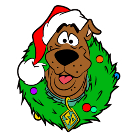 Scooby-Doo with Christmas Wreath Sticker - Sticker Mania