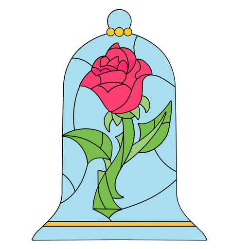Beauty and the Beast Rose Stained Glass Sticker