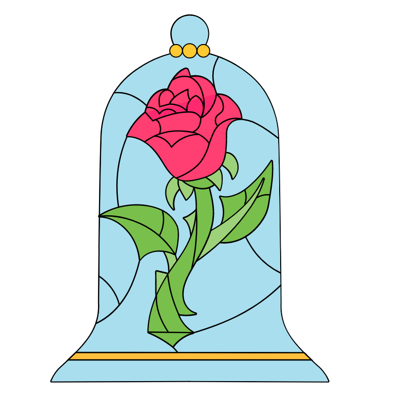 Beauty and the Beast Rose Stained Glass - Sticker Mania