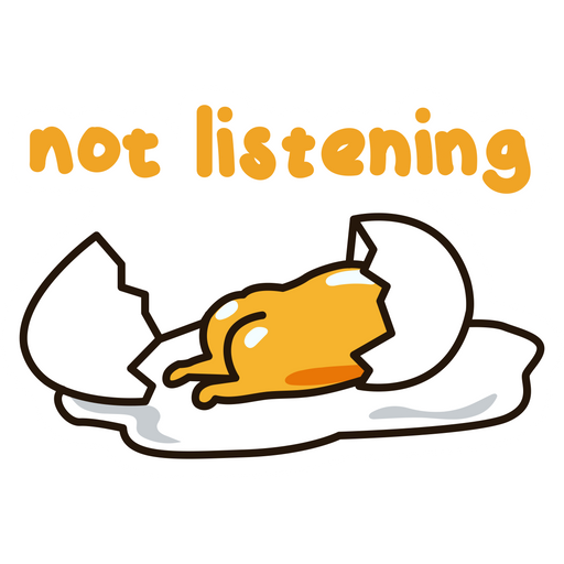 here is a Gudetama Not Listening Sticker from the Gudetama collection for sticker mania