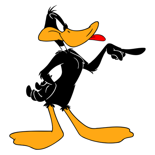 here is a Daffy Duck Points Finger to the Side Sticker from the Cartoons collection for sticker mania