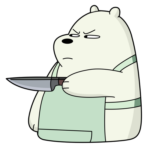 Ice bear with a knife in our We Bare Bears Ice Bear With Knife Sticker. 