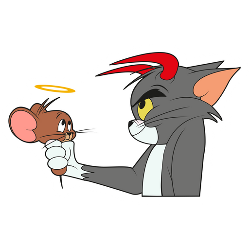 here is a Tom and Jerry Angel and Devil Sticker from the Tom and Jerry collection for sticker mania