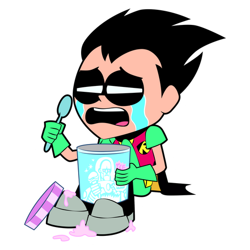 here is a Teen Titans Go Robin with Ice-Cream Sticker from the Cartoons collection for sticker mania