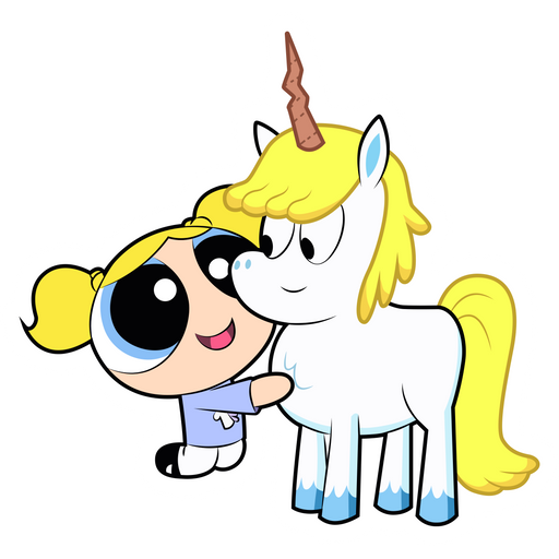 here is a The Powerpuff Girls Bubbles and Donny Sticker from the Cartoons collection for sticker mania