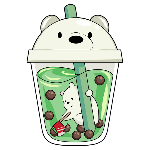 here is a We Bare Bears Ice Bear in Boba Tea Sticker from the We Bare Bears collection for sticker mania