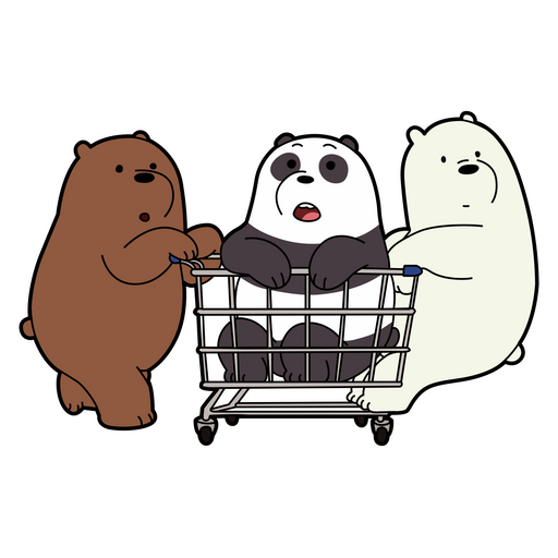 We Bare Bears with a Supermarket Trolley Sticker