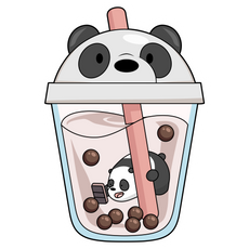 We Bare Bears Panda in Boba Drink Sticker