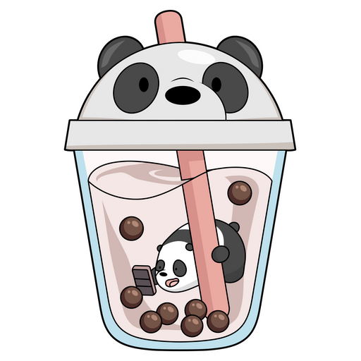 We Bare Bears Panda in Boba Drink Sticker