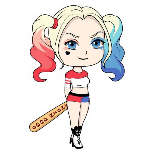 here is a DC Comics Chibi Harley Quinn Sticker from the Chibi Marvel & DC comics collection for sticker mania