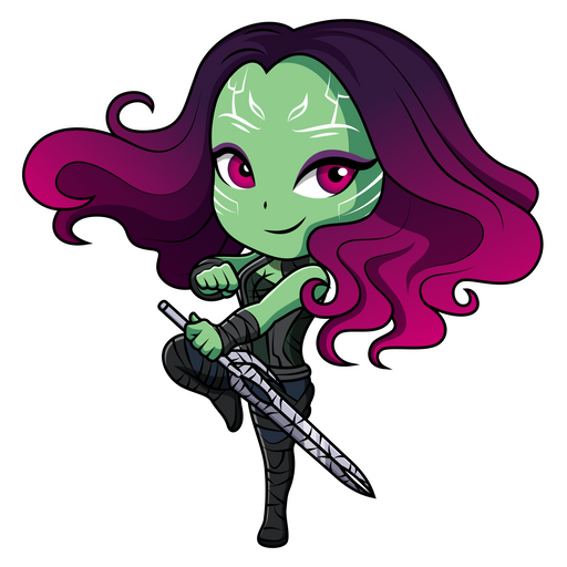 here is a Marvel Chibi Gamora Sticker from the Chibi Marvel & DC comics collection for sticker mania