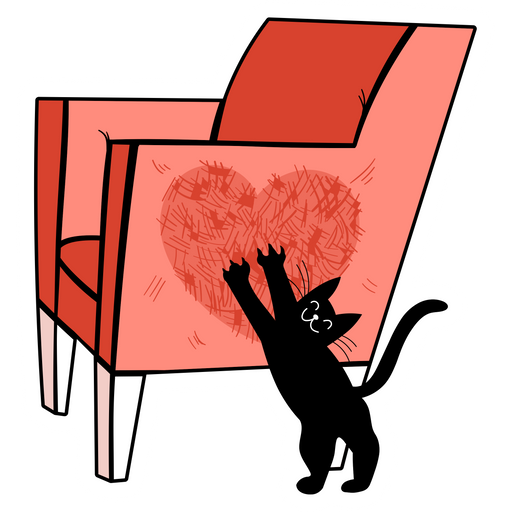 Black Cat Scratched Heart Sticker