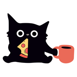 Black Cat with Pizza Sticker - Sticker Mania