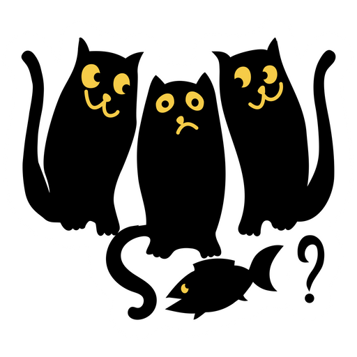 here is a Black Cats and Fish Sticker from the Cute Cats collection for sticker mania