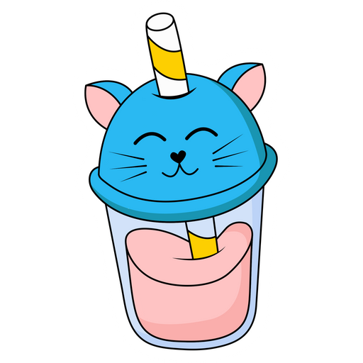 Blue Glass of Juice Cat Sticker