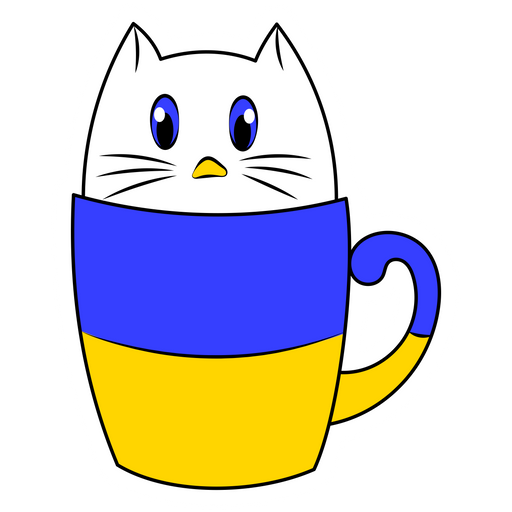 here is a Cat in a Blue-Yellow Mug Sticker from the Cute Cats collection for sticker mania