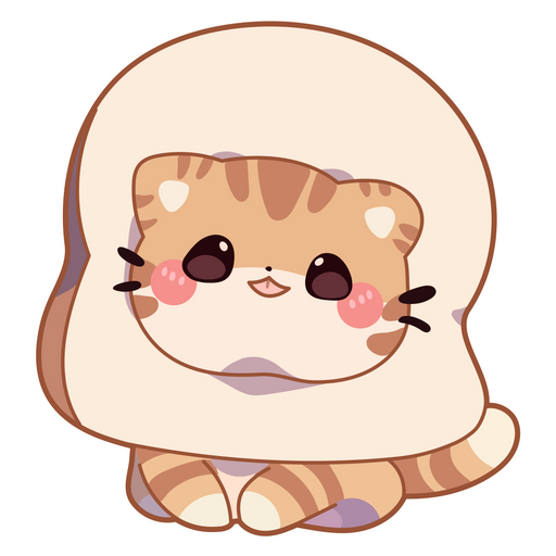 here is a Cat in Bread Sticker from the Cute Cats collection for sticker mania