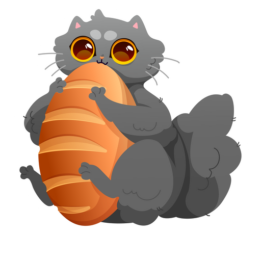 here is a Cat Eats Bread Sticker from the Cute Cats collection for sticker mania