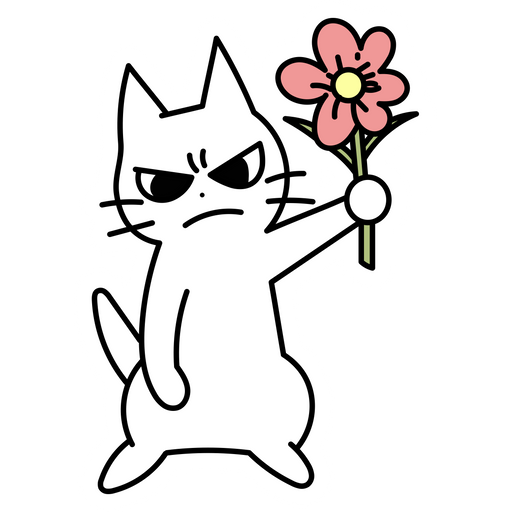 Cat with Flower Sticker