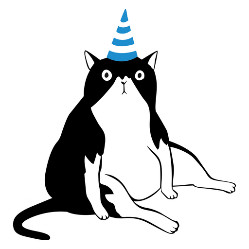 Cat in a Birthday Hat Sticker