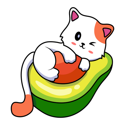 here is a Cat on the Avocado Sticker from the Cute Cats collection for sticker mania