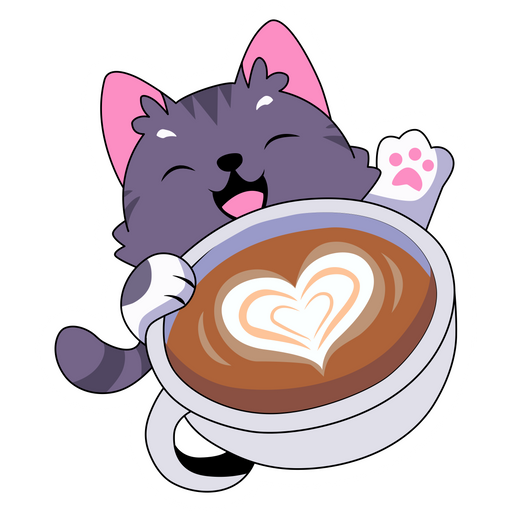 Cat with Coffee Sticker