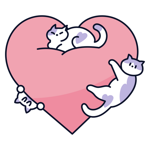 Cats on a Big Heart Sticker