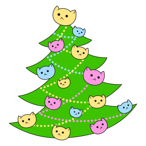 Cats Christmas Tree Sticker