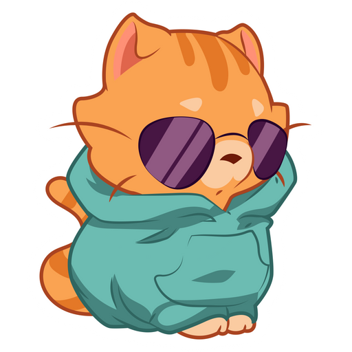 here is a Cool Cat in Hoodie Sticker from the Cute Cats collection for sticker mania