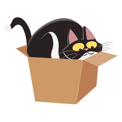 Cute Black Cat in Box Sticker