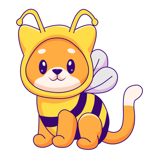 here is a Cute Cat in Bee Costume Sticker from the Cute Cats collection for sticker mania
