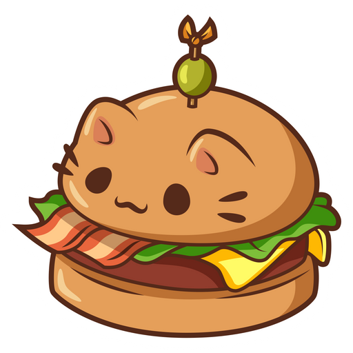 Cute Cat Burger Sticker