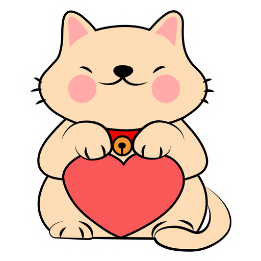 Happy Cat with Heart Sticker