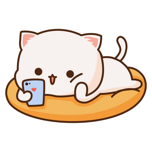 here is a Mochi Mochi Peach Cat with Phone Sticker from the Cute Cats collection for sticker mania