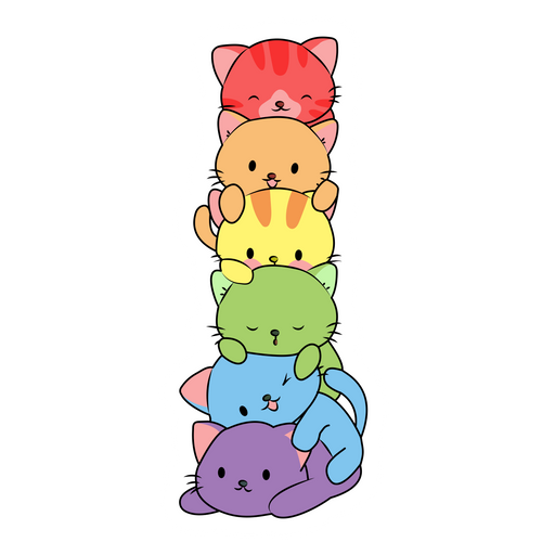 here is a Multicolored Cats Pyramid Sticker from the Cute Cats collection for sticker mania