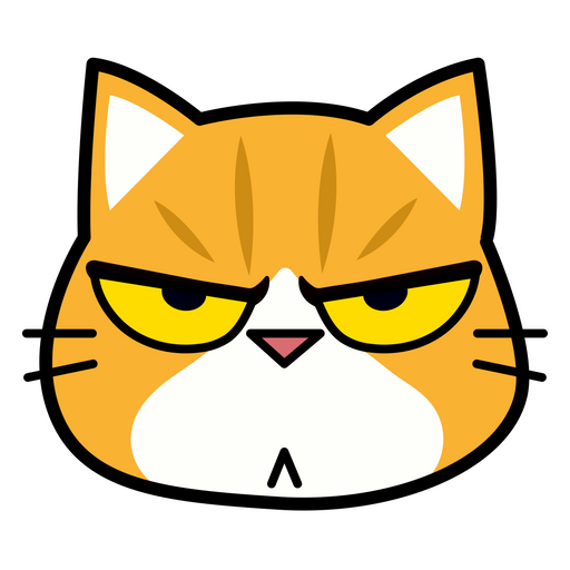 Orange Frowning Cat Sticker