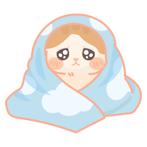 here is a Sad Cat Under Blanket Sticker from the Cute Cats collection for sticker mania