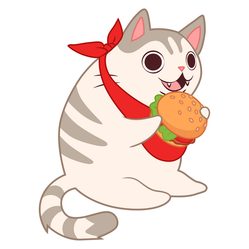 Smiling Cat with Burger Sticker