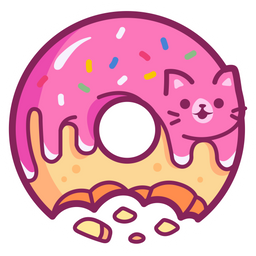 Pink Donut Glaze Cat Sticker - Sticker Mania