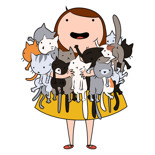 Girl and a Lot of Cats Sticker