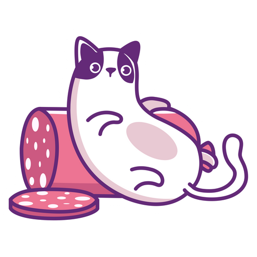 Funny Cat with Sausage Sticker