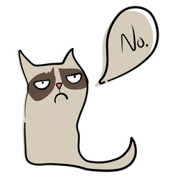 Hand-Drawn Grumpy Cat Says No Sticker - Sticker Mania