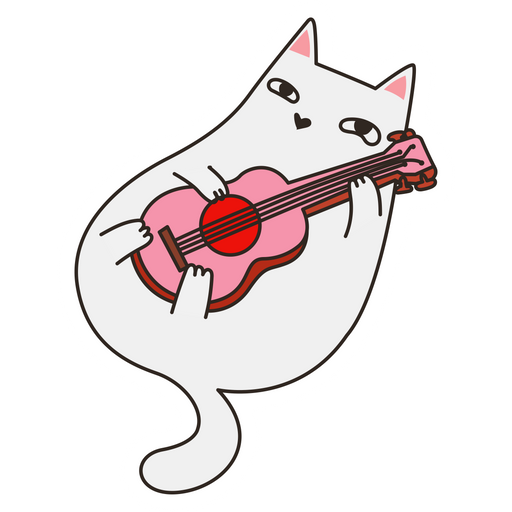 White Cat with Guitar Sticker