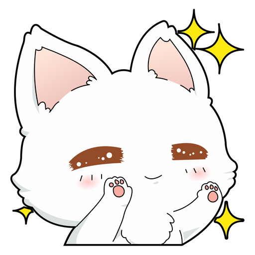 here is a White Cat Shines Sticker from the Cute Cats collection for sticker mania