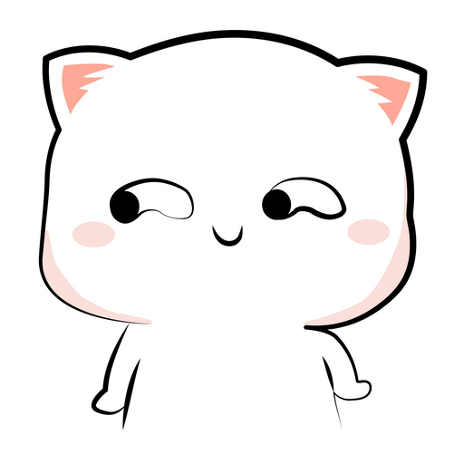 White Shy Cat Sticker