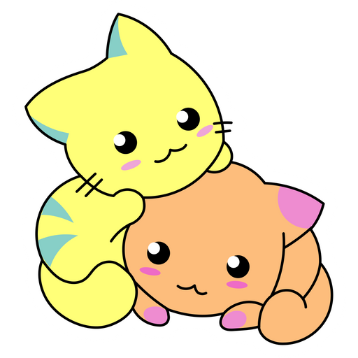 here is a Yellow and Orange Cats Relaxing Sticker from the Cute Cats collection for sticker mania