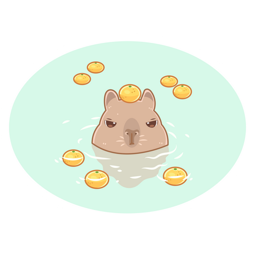 here is a Capybara Swims with Tangerines Sticker from the Cute collection for sticker mania