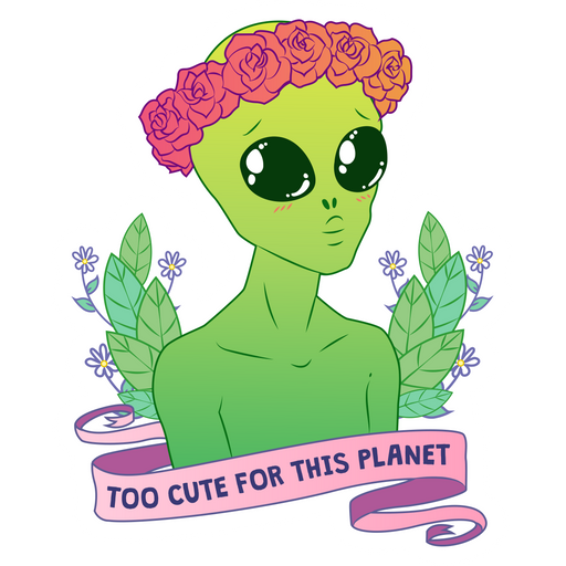 here is a Cute Green Alien Sticker from the Outer Space collection for sticker mania