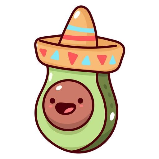 Cute Avocado Sombrero Sticker